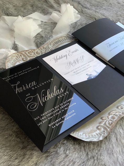 Black Acrylic Invitation Wedding, Black Acrylic Invitation, Black Acrylic Wedding Invitations, Black And Silver Wedding Invitations, Silver And Black Wedding, Acrylic Invitation Wedding, Acrylic Invites, Wedding Invitations Black, Wedding Invitation Black