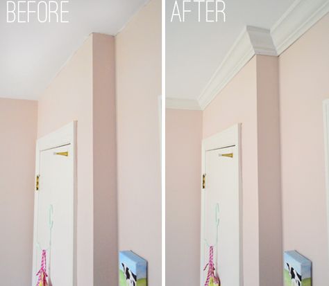 Crowning Achievement @Tina Doshi Doshi McNamara This is a great DIY step-by-step for dad. Flip Homes, Install Crown Molding, Diy Baseboards, Chicago Ideas, Diy Crown Molding, Diy Step, Baseboard Molding, Crown Moldings, Young House