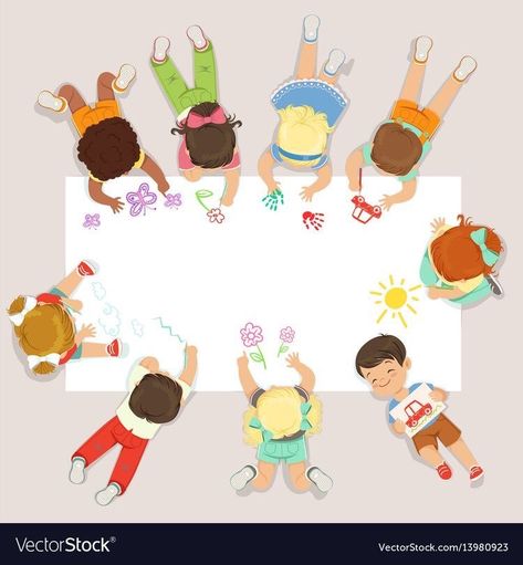 Kids Lying, Paper Vector, Kids Background, Happy Children's Day, Colorful Illustration, Preschool Art, Kids' Book, Childrens Illustrations, Child Day