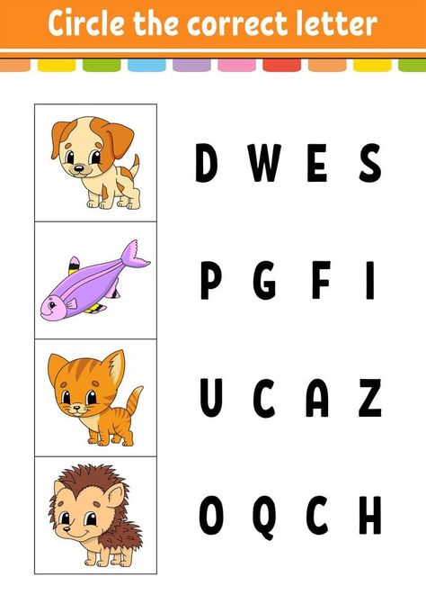 Circle the correct letter. Education developing worksheet. Learning game for kids. Color activity page. Cartoon character. Circle The Correct Letter Worksheet, Letter Games For Kids, Color Activity, Soft Board, English Short Stories, Simple Past Tense, Letter Games, Learning Games For Kids, Kindergarten Learning Activities