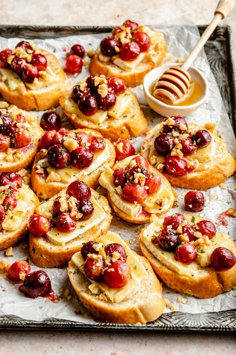 Sophisticated Appetizers, Grape Appetizers, Brie Crostini, Roasted Grapes, Brie Recipes, Ambitious Kitchen, Roasted Cherry, Toast Sandwich, Dinner Side Dishes