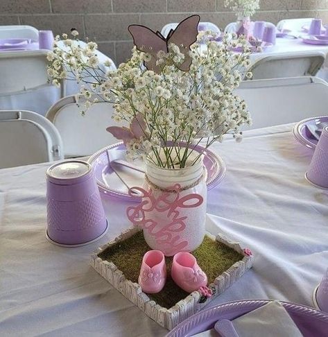 Butterfly Baby Shower Centerpieces, Butterfly Kisses And Baby Wishes, Butterfly Baby Shower Decorations, Baby Shower Theme Ideas, Butterfly Baby Shower Theme, Girl Shower Themes, Baby Wishes, Baby Shower Sweets, Baby Shower Theme Decorations