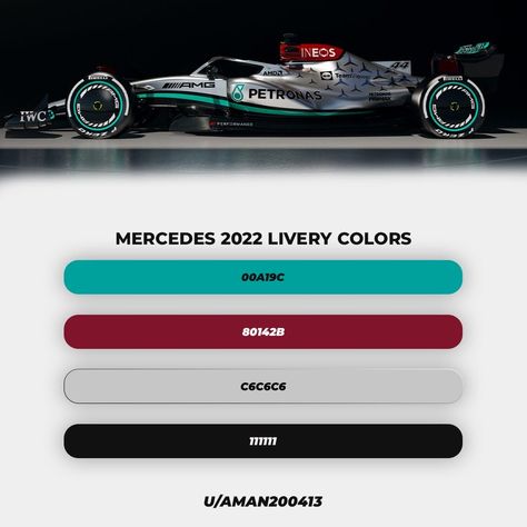 Formula 1 Color Palette, F1 Color Palette, Racing Color Palette, Car Color Palette, F1 Party, F1 Livery, Pr Campaign, F1 Mercedes, Livery Design