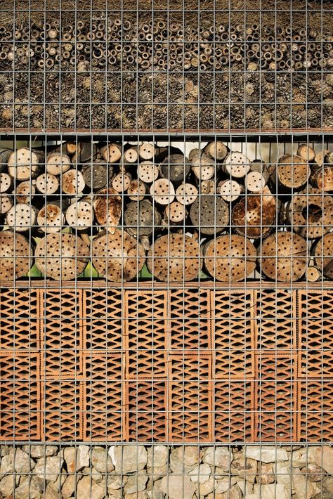 Gallery of Vallmora Park + Insect Hotel / Batlle i Roig Arquitectura - 2 Fancy Fence, Hotel Landscape, Green Gym, Insect Wall, Bee Hotel, Insect Hotel, Gabion Wall, Bug Hotel, Landscape Elements