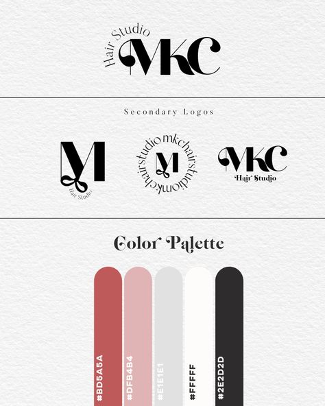 Logo design, color palette, moodboard and more for a hair salon/hairstylist/makeup artist! Tap on link to see full work. Makeup Brand Color Palette, Hair Salon Logo Design, Hairstylist Logo, Logo Design Color, Hair Branding, Logo Design Color Palette, Design Color Palette, Hair Logo Design, Makeup Artist Branding