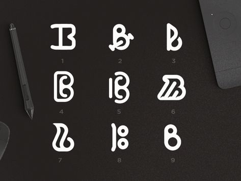 Letter B Exploration, Coffee Brand Logo Ideas, Bandai Logo, Bz Logo, Letter Exploration, B Monogram Logo, B Typography, Real Spy Gadgets, Snow Logo