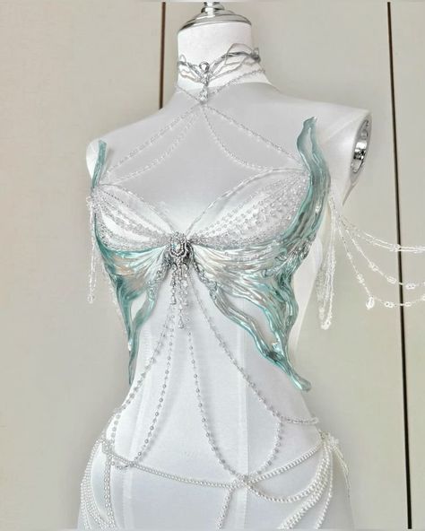 Teal Corset, Corset Bra Top, Mermaid Corset, Resin Mermaid, Mermaid Costume Diy, Epic Clothing, Top Cosplay, Mermaid Core, Corset Tops