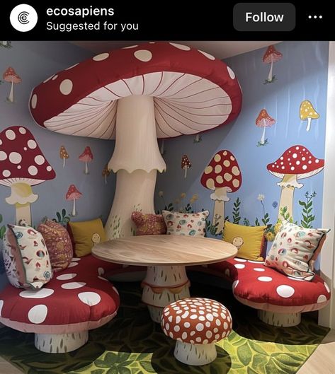 Woodland Classroom, Enchanted Mushroom, Toddler Games, Mushroom Fairy, Nursery Room Design, Classroom Decor Themes, Kids Table, Mushroom Decor, Happy House