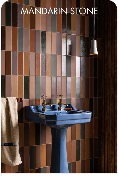 Warm Neutral Bathroom Ideas, Brown Tiles Bathroom, Low Light Bathroom, Light Brown Walls, Brown Bathroom Tile, 70’s Kitchen, Stone Wall Interior Design, Moody Powder Room, Brown Tile Bathroom