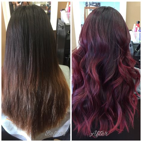 Partial Dyed Hair, Cherry Vibes, Wine Chocolate, Curly Hair Beauty, Cotton Candy Hair, Black Brown Hair, Red Balayage, Plum Hair, Color Vino