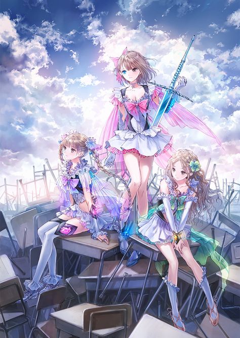 Blue Reflection, Anime Flower, Reflection Art, Anime Group, Queen Anime, Anime Friendship, Anime Sisters, Friend Anime, Anime Best Friends