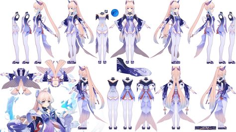 Kokomi Reference Sheet, Kokomi Reference, Gothic Kawaii, Character Sheet Template, Character Reference Sheet, Character Model Sheet, Human Figure Drawing, Reference Sheet, Pretty Drawings