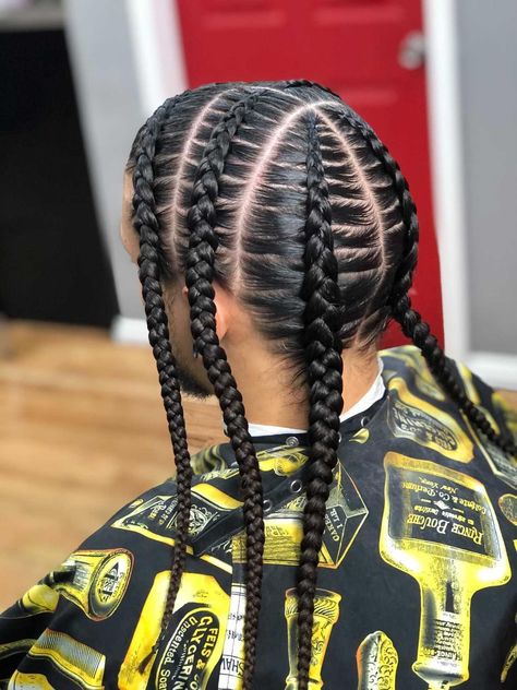 Braids For Men With Long Hair Mexican, Braided Hairstyles Men Long Hair, Mixed Guys Braids, Mens Long Hair Braid Styles, Men’s Long Hairstyles Braids, Long Braids On Men, Cornrows For Men Long Hair, Cornrolls Men, Men Long Braids Hairstyles