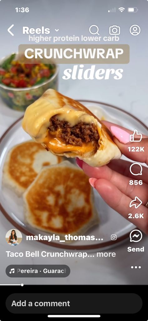 Crunchwrap Sliders, Bland Meals, Taco Bell Crunchwrap, Fitness Plans, Healthy High Protein Meals, Easy Healthy Meal Prep, Carb Meals, Lunch Recipes Healthy, Taco Bell