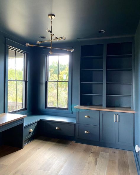 Sherwin Williams Mount Etna SW 7625 Home Office - Interiors By Color Sw Mount Etna, Sherwin Williams Mount Etna, Crawl Space Foundation, Country Farmhouse Plans, Moody Office, Kitchen Cabinets Elevation, Wall Section, Bedroom With Walk In Closet, Wall Framing