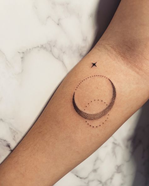 Dotwork tattoo Waxing Gibbous Tattoo, Waxing Moon Tattoo, Wanning Gibbous Moon Tattoo, Waning Gibbous Moon Tattoo, Waxing Gibbous Moon Tattoo, Waxing Crescent Moon Tattoo, Gibbous Moon Tattoo, Gibbous Moon, Full Moon Tattoo