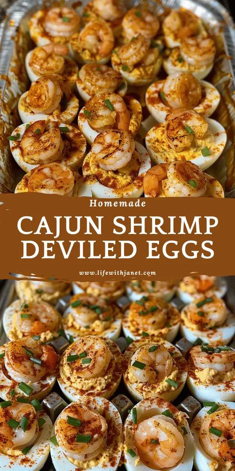 Cajun Shrimp Deviled Eggs Shrimp Deviled Eggs, Devilled Eggs Recipe Best, Seafood Dish Recipes, Shrimp Recipes For Dinner, Best Appetizer Recipes, Cajun Shrimp, Creole Recipes, Shrimp Recipes Easy, Deviled Eggs