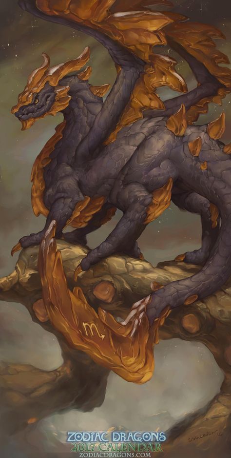 ArtStation - 2017 Zodiac Dragons Calendar - Zodiac Dragon Scorpio, Christina Yen Topaz Dragon, Zodiac Dragons, Dragon Zodiac, Dragon Artwork Fantasy, Zodiac Calendar, Fairy Dragon, Beautiful Dragon, Mythical Beast, Dragon Pictures