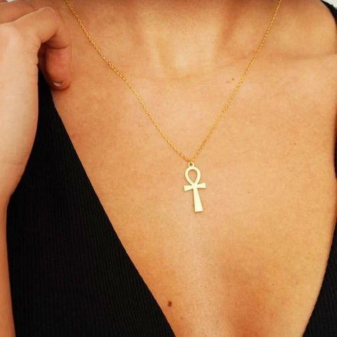 ☆☆☆ If you are in rush check out our 3-6 Days Express Shipping Options, DHL/UPS Express Approximately 3-6 days whole Europe and USA!! ☆☆☆ ☆☆☆The ancient Egyptian symbol Ankh, also known as the Key of the Nile, the Cross of Life, literally means life. #necklace #gold #silver #ankh Ancient Necklace, Egypt Jewelry, Ankh Pendant, Silver Gold Necklace, Ancient Egyptian Symbols, Egyptian Necklace, Ankh Necklace, The Nile, Handmade Jewelry Gift