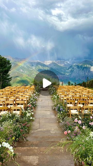 Telluride Weddings on Instagram: "Things are brewing here in Telluride! 🌈😍

#venue @tellurideweddings San Sophia Overlook
#planner @simplifytride 
#florist @bowsandarrowsflowers 
#destinationwedding #mountainwedding #ceremony #rainbow #weddingrainbow #rain #stunning #beautiful #magical #wedding #weddingceremony #rockymountains #telluride"