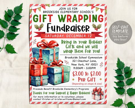 Christmas Pto Fundraisers, Wrapping Paper Fundraiser, Christmas Gift Wrapping Fundraiser, Gift Wrapping Fundraiser Ideas, Pto Holiday Shop, Gift Wrap Fundraiser, Gift Wrapping Fundraiser, Christmas Fundraising Ideas, Fun Fundraisers