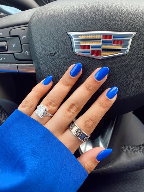 Solid Blue Nails With Design, Carribean Blue Nails, Bright Blue Nails, Prom Blue, Blue Chrome Nails, Spring Break Nails, 2024 Nails, Blue Chrome, Broken Nails