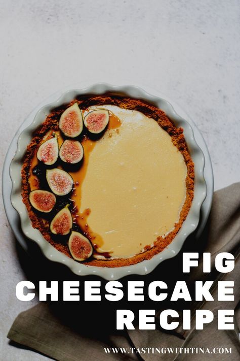 The perfect holiday dessert: easy cheesecake with fresh figs. This is a super simple recipe that is just SO good. Fig Cheesecake Recipe, Fig Cheesecake, Easy Cheesecake Recipe, Plain Cheesecake, Fall Baking Recipes, Dessert Easy, Easy Cheesecake Recipes, Easy Cheesecake, Holiday Dessert