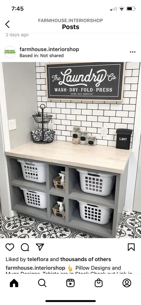 Laundry Room Folding Station, Laundry Folding Station, Laundry Room Inspo, Folding Station, Laundry Room Folding Table, Laundry Folding, Diy Farmhouse Ideas, Organization Laundry, Laundry Room/mudroom