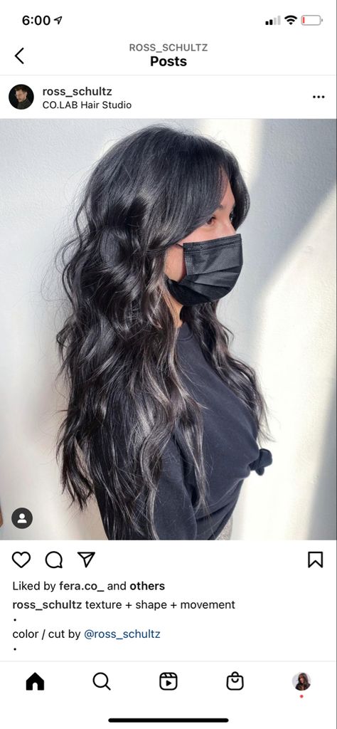 Dark Hair Color Ideas With Curtain Bangs, Long Hair Blended Layers, Long Shaggy Curtain Bangs, Curtain Bangs Long Hair Extensions, Curtain Bangs Extra Long Hair, Curtain Bangs On Black Hair, Long Dark Hair Bangs, Hilight Hair Colors For Black Hair, Long Black Hair With Curtain Bangs