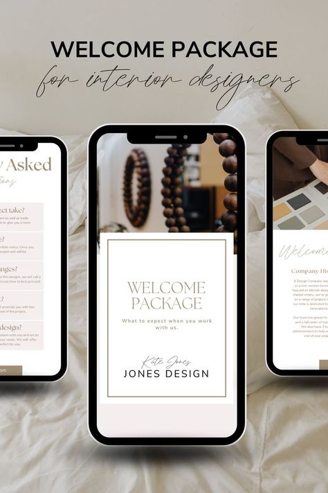 Welcome Package, Interior Design Template, Welcome Packet, New Interior Design, Interior Design Business, Business Process, Canva Templates, Business Branding, Design Templates