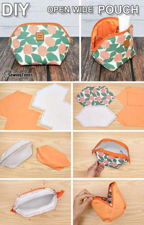 Leather Cosmetic Bag Pattern, Cosmetic Bag Design, Make Up Bag Patterns, Cosmetic Bags Diy, Simple Sewing Tutorial, Makeup Purse, Pouch Diy, Pouch Sewing, Purse Tutorial