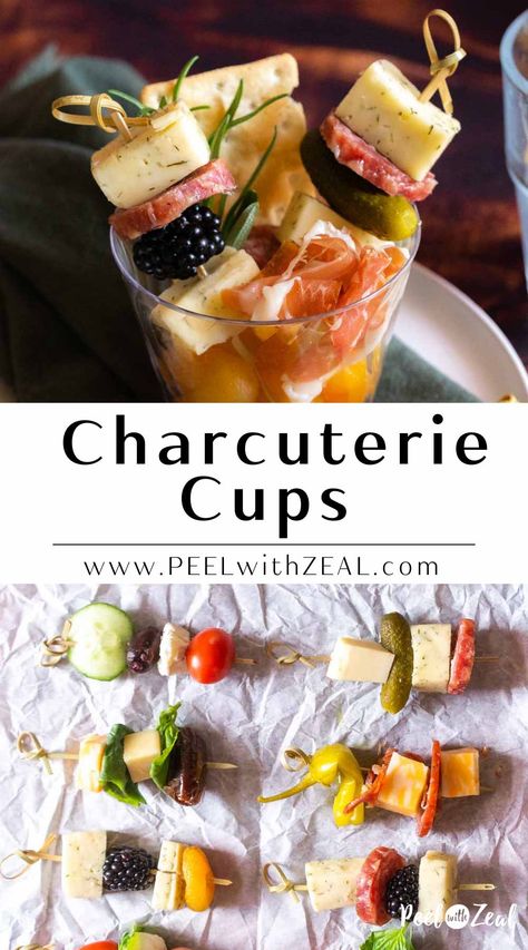 Individual Charcuterie Board Cups, Charcuterie Clear Cups Ideas, Meat And Cheese Charcuterie Cups, Individual Charcuterie Sticks, Charcutery Cups Ideas, Meatless Charcuterie Cups, Champagne Cup Charcuterie, Charcuterie Snack Cups, Easy Charcuterie Cups Diy