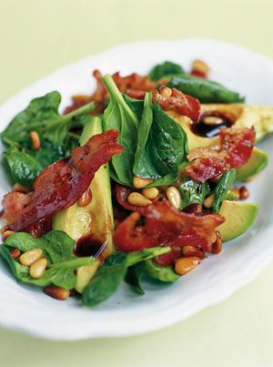 lunch this week? Pancetta Salad Recipes, Pine Nut Salad, Nut Salad, Pine Nuts Salad, Salad With Balsamic Dressing, Jamie Oliver Recipes, Pine Nut, God Mat, Spinach Salad