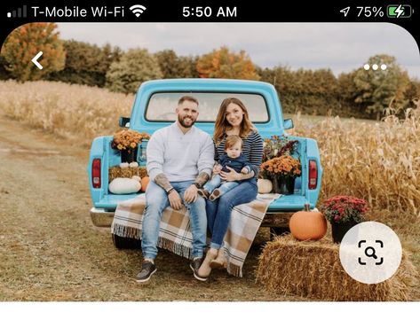 Fall Truck Family Photoshoot, Red Truck Fall Pictures, Truck Family Photoshoot, Fall Truck Mini Session, Old Truck Fall Photoshoot, Fall Truck Photoshoot, Fall Mini Sessions Set Up Outdoor, Farm Photoshoot Ideas, Homestead Products