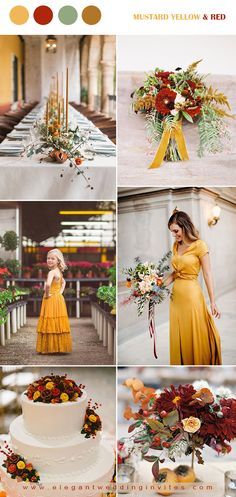 vibrant orange, mustard yellow and red fall wedding colors Mustard Yellow Fall Wedding, Yellow Red Wedding Theme, Yellow Fall Wedding Colors, Burgundy And Marigold Wedding, Wedding Color Yellow, Mustard Yellow Wedding Theme, Red And Yellow Wedding Theme, Mustard Wedding Theme, Fall Wedding Yellow