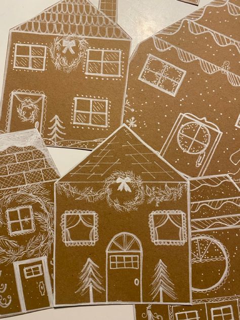 Painted cardboard to look like gingerbread houses | gingerbread houses with white paint | Christmas garland Christmas decor | christmas |decorations DIY | nutcrackers | painted nutcracker ideas | winter and holiday decorations | green Christmas decor | neutral decor | Christmas #christmas #christmastree #christmasdecor #xmas #merrychristmas #christmastime #love #winter #handmade #natale #christmasgifts #santa #christmasdecorations #christmasiscoming #holidays #holiday #gift #navidad #santaclaus #christmaslights #art #instagood #december #noel #gifts Gingerbread Cardboard Garland, Neutral Painted Nutcracker, Gingerbread Theme Tree, Cardboard Gingerbread House Garland, Painting Gingerbread Houses, Painted Nutcracker Ideas, Cardboard Gingerbread House Diy, Gingerbread House Cardboard, Gingerbread House Garland