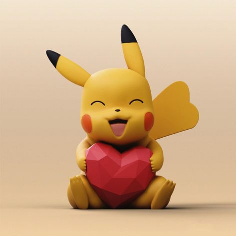 Pikachu Valentines, Clay Pokemon, 3d Printer Art, 3d Printing Toys, 3d Pokemon, 3d Things, Pikachu Pikachu, Cute Pikachu, 3d Printers