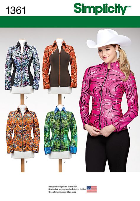 Simplicity Misses' Knit Equestrian Performance Shirt 1361 Rodeo Queen Clothes, Horsemanship Shirt, Showmanship Jacket, Western Show Clothes, Melinda May, Western Show Shirts, Women's Equestrian, Equestrian Shirt, Horse Show Clothes