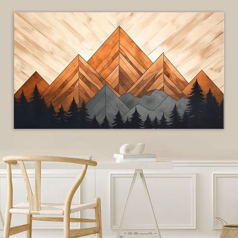 This wood wall art mountain canvas wall art is the best way to change your living room decor.  Wood texture canvas print  is perfect solution for your home and canvas wall art living room decor.  This abstract mountain wall art brings elegance to your home wall decor.  Extra large wall art framed canvas print best animal lover gift for your friends or family. ▶ I offer you High quality prints on High quality cotton canvas! IMPORTANT ▶ You can click the images to see the details of the painting, it has the rich unique texture.  ▶ These are high quality prints on waterproof coated Cotton Canvas.  ▶ Weight of canvas is 380 GSM. With Canon print quality, the prints look exquisite.  ▶ These prints are also UV and fade proof and look beautiful in both normal picture frames or Streched on canvas Wooden Mountain Wall Art, Mountain Wall Art Wood, Wood Mountain Wall Art, Wood Pallet Crafts, Mountain Wood Art, Mountain Wood Wall Art, Canvas Wall Art Living Room, Texture Canvas, Wood Slat Wall