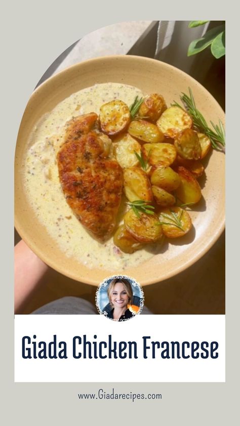 Giada Chicken Francese Giada De Laurentiis Recipes, Chicken Francese, Giada Recipes, Giada De Laurentiis, Chicken Cutlets, The Chicken, Chicken Breasts, Broth, Chicken Breast