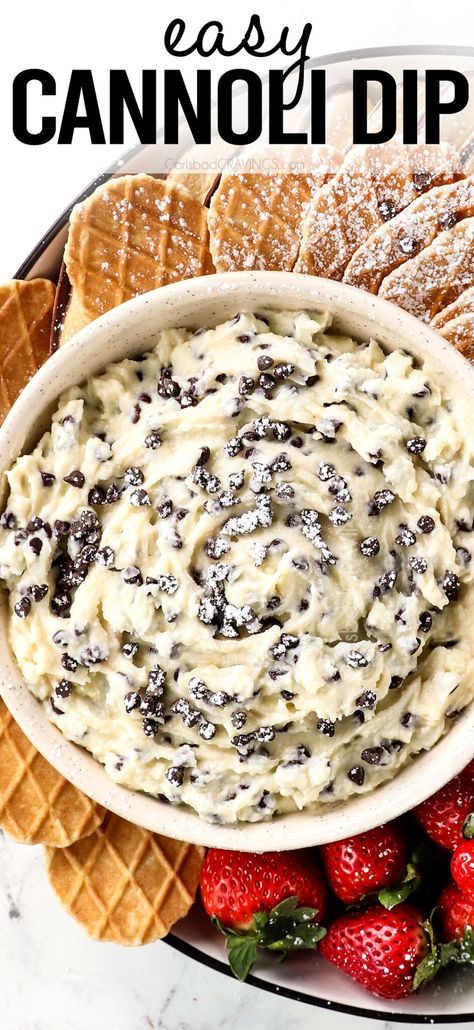 Cannoli Dip Recipe, Easy Cannoli, Dip Video, Cannoli Dip, Cannoli Filling, Cannoli Recipe, Carlsbad Cravings, Sweet Dips, Dessert Dips