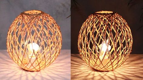 Rope Lamp Diy, Rope Lamp, Lamp Diy, White Glue, Jute Rope, Summer Decor, Glue, Crochet, White