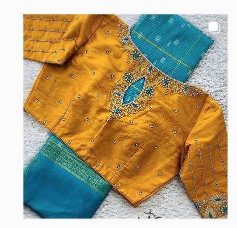 Cold Shoulder Blouse Designs, Blue Blouse Designs, Blouse Designs High Neck, Boat Neck Blouse Design, Maggam Work Blouse, Best Blouse Designs, Traditional Blouse Designs, Computer Work, Cutwork Blouse Designs