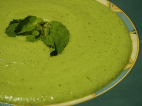 Pea Soup From Canned Peas) Warm Or Chilled Recipe - Food.com Cucumber Avocado Soup, Canned Peas, Mint Soup, Pea And Mint Soup, Celtic Salt, Avocado Soup, Chilled Soup, Creamy Cucumbers, Cucumber Avocado