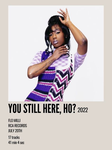 minimal aesthetic polaroid album poster for debut studio album you still here ho by flo milli Flo Milli, Polaroid Album, Aesthetic Polaroid, Rca Records, Minimal Aesthetic, Studio Album, Be Still