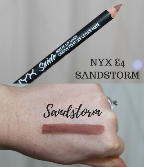 Nyx Suede Matte Lip Liner Swatches, Nyx Sandstorm Lip Liner, Nyx Lip Liner Sandstorm, Nyx Sandstorm, Nyx Lip Liner Swatches, Nyx Lip Liner, Makeup Life Hacks, Lip Combos, Makeup Accesories