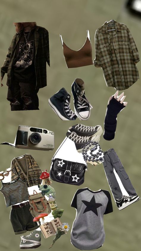 Grunge aesthetic! Grunge Artist Aesthetic Outfits, 2000s Grunge Outfits Aesthetic, 1990s Grunge Aesthetic, Stoners Aesthetic Outfits, Soft Grudge Aesthetics, Forest Grunge Aesthetic Outfit, Messy Grunge Aesthetic, Dazecore Aesthetic Outfits, Cottage Grunge Outfits