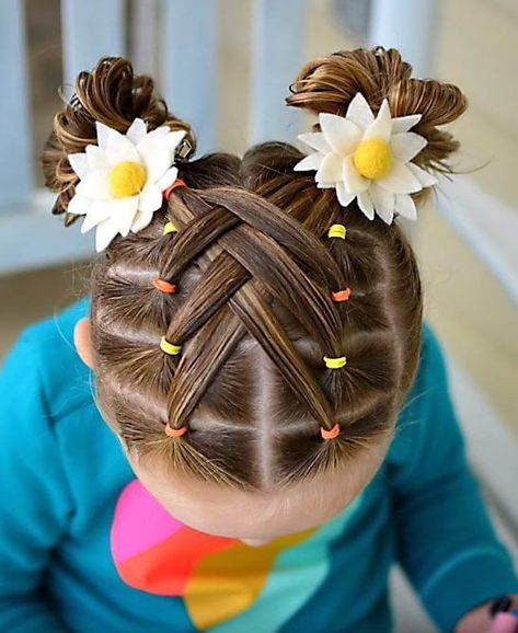 Cross Rubber Band Hairstyles, Band Hairstyles, Short Hair For Kids, Easy Toddler Hairstyles, Rubber Band Hairstyles, Cute Toddler Hairstyles, Easy Little Girl Hairstyles, Easy Hairstyles For Kids, Girl Hair Dos