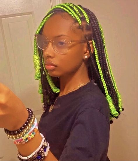 Green Knotless Braids, Black Knotless Braids, December Hairstyles, Black Knotless, Sister Locks, Colored Box Braids, Dread Locks, Black Bob, Top Nails