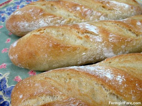 Farmgirl Fare: Easy French Bread Recipe: Four Hour Classic Parisian Daily Baguettes (Baguette Normal) Panera Bread Baguette Recipe, Panera French Baguette Recipe, Panera Baguette Recipe, French Baguette Recipe, Easy French Bread, Easy French Bread Recipe, Baguette Recipe, French Bread Recipe, French Baguette